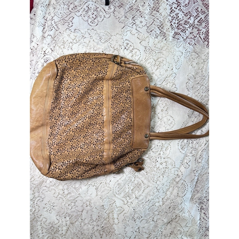 ERRELLEVENTIDUE Brown LEATHER PERFORATED Shoulder Bag MADE IN ITALY